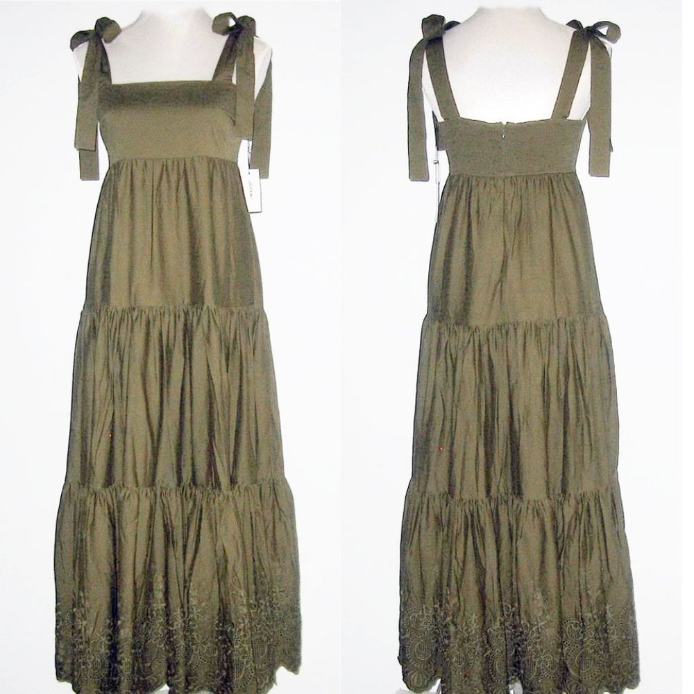 JASON WU Stretch COTTON Embroidered Tiered Skirt MAXI Dress